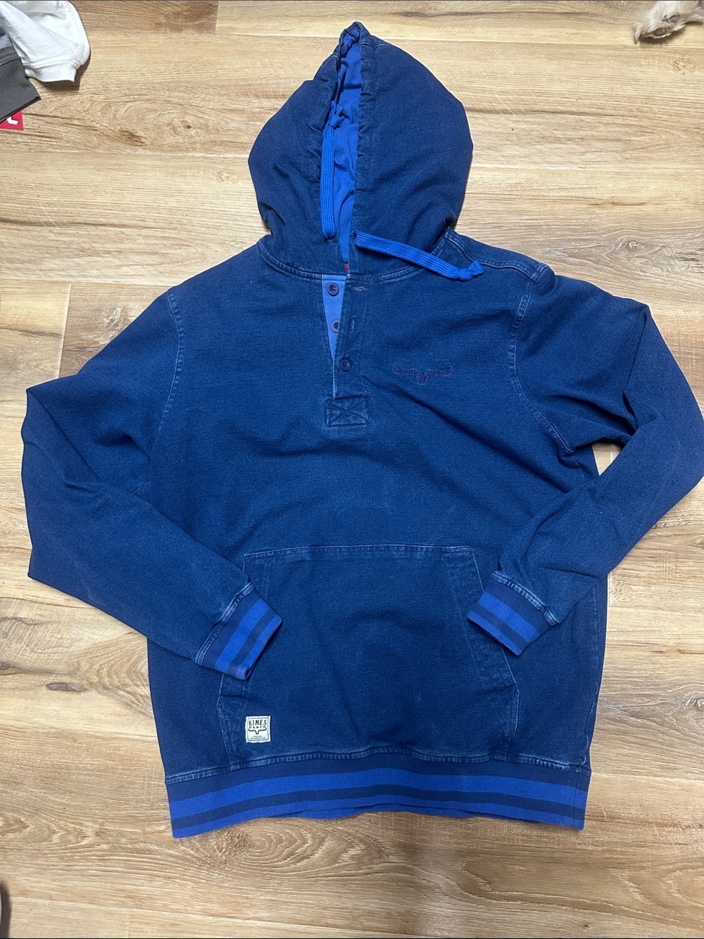 Men's Navy Blue Hooded Pullover Shirt